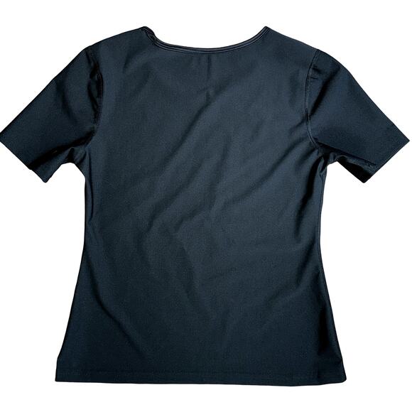 New Large Black Sauna Shirt Short Sleeve Sweat Workout Top Athletic Blue Waist - Picture 4 of 4